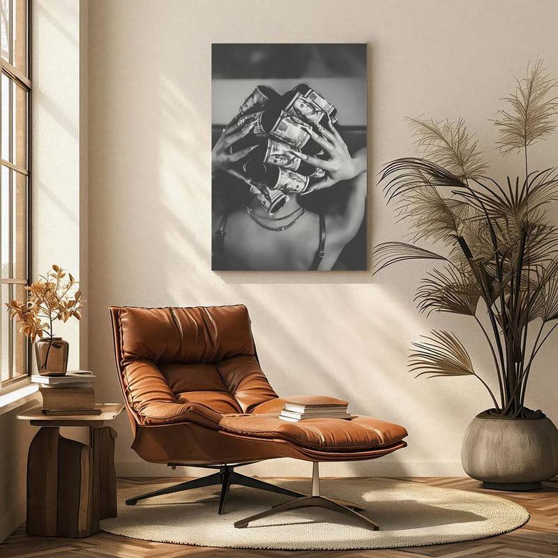 Black and White Black Woman Wall Art, Girl Art Print, Fashion Trendy Poster, Money Art, Modern Woman Art for Home or Office Decor