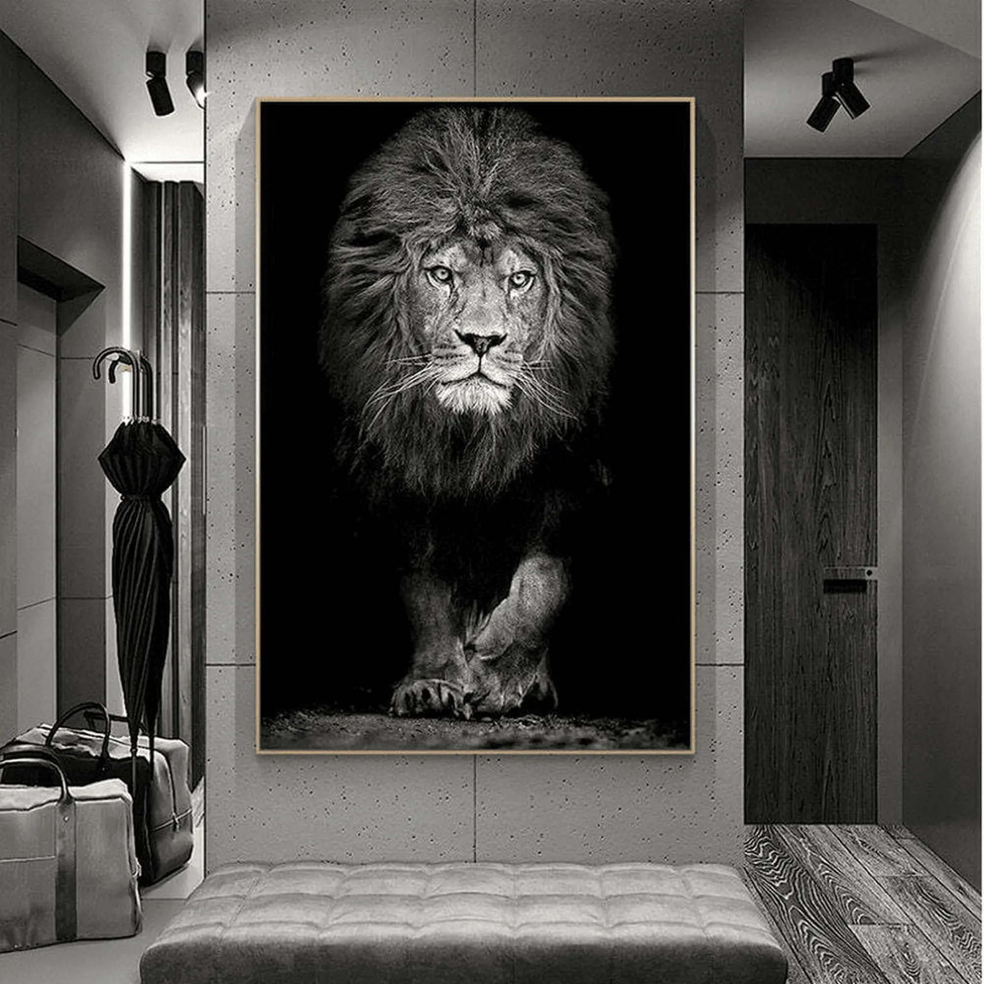 Black and White Lion Animal Canvas Painting Posters and Prints Wall Art Animals