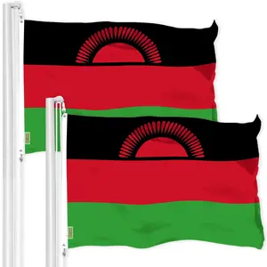 G128 2 Pack: Malawi Flag | 3x5 Ft | LiteWeave Pro Series Printed 150D Polyester | Country Flag, Indoor/Outdoor, Vibrant Colors, Brass Grommets