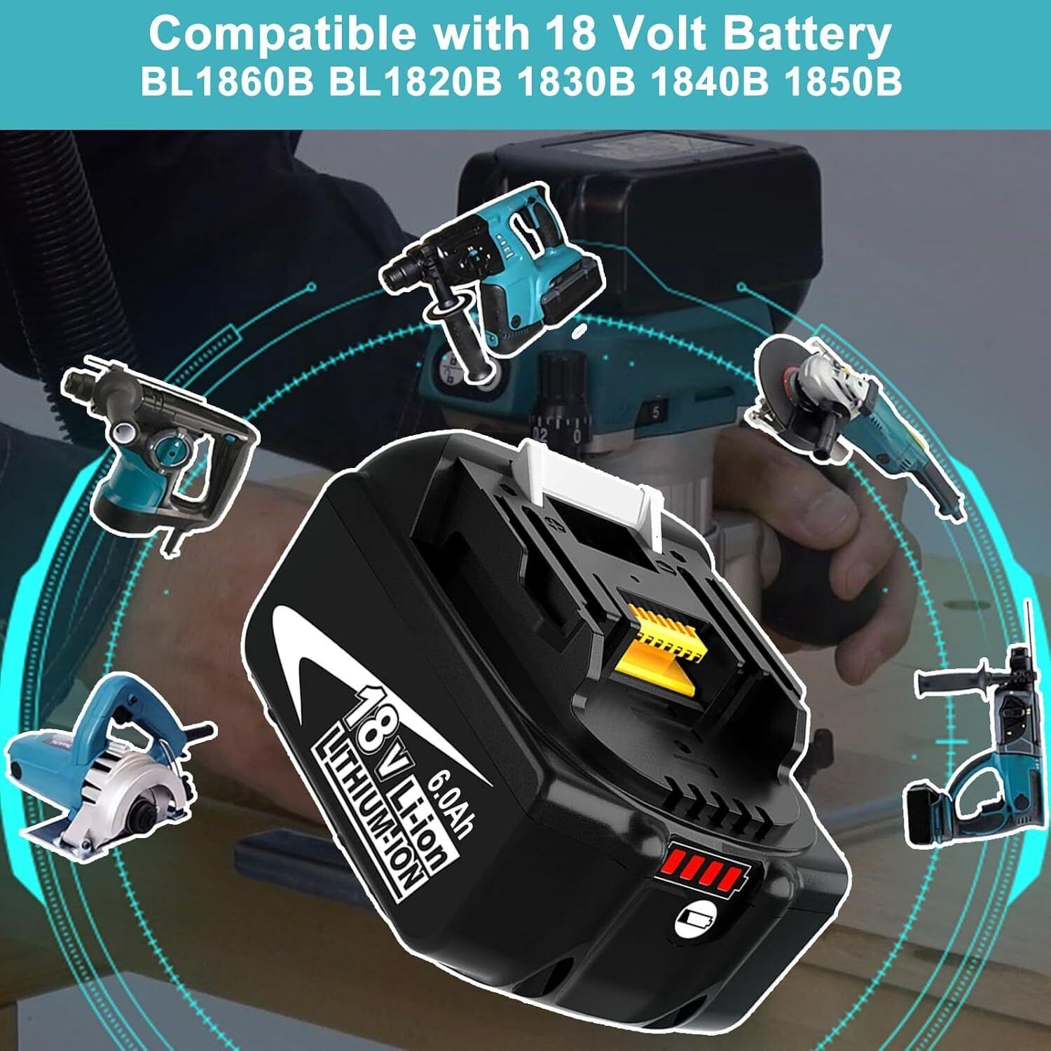 4 PACK BL1860B 6.0Ah 18V Lithium-Ion Battery For Makita BL1850B BL1840B BL1830B Cordless Power Tools Replacement Battery 4 PACK BL1860B 6.0Ah 18V Lithium-Ion Battery For Makita BL1850B BL1840B BL1830B Cordless Power Tools Replacement Battery