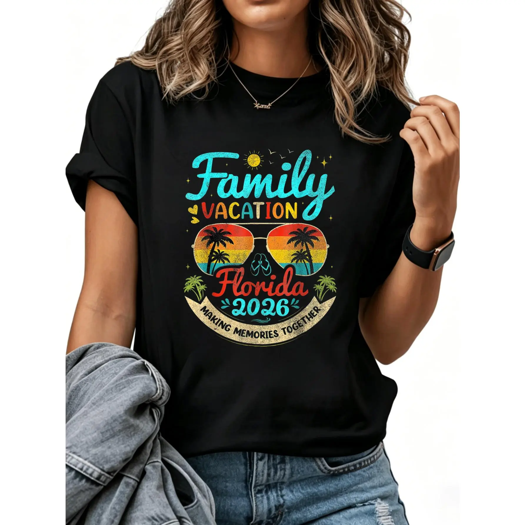 Family Vacation Florida 2026 Making Memories Together Women Men T-Shirt Cotton Clothing