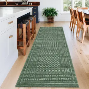 GARVEE Washable Runner Rugs 2x6 Rug Runner Modern Non Slip Kitchen Rugs Indoor Entryway Rug Farmhouse Soft Bath Mat Stain Resistant Carpet for Bedroom Hallway Laundry 2'x6' Green