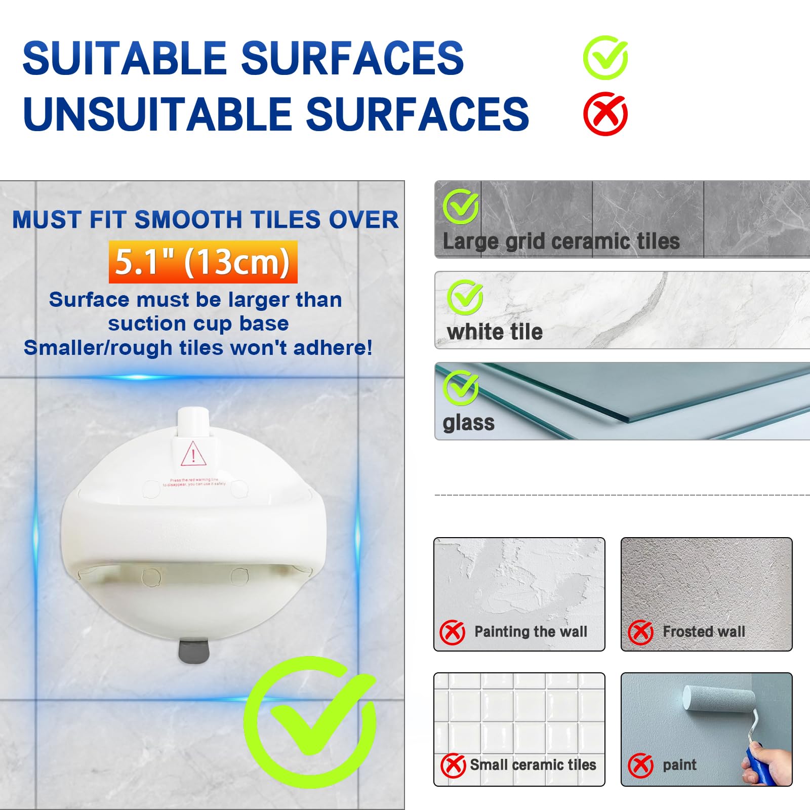 Upgraded Shower Grab Bar, Grab Bars for Bathtubs and Showers, 418 Pounds Extra Strong Suction Shower Handle, Safety Sturdiness Handicap Grab Bars, Shower Handles for Elderly/Seniors, White