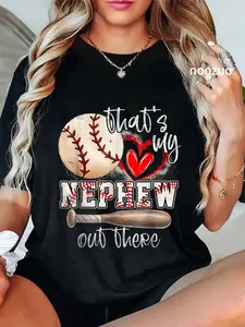 Unisex That's My Nephew Out There Baseball Aunt Auntie Mother's Day T-Shirt Casual Top