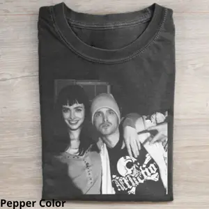 Vintage Breaking Bad Jesse Pinkman & Jane Margolis Cotton Graphic Tshirt - Short-Sleeve Round Neck Mens Fashion Streetwear, Walter White Couple Casual Top, 2000s Vintage Clothing,