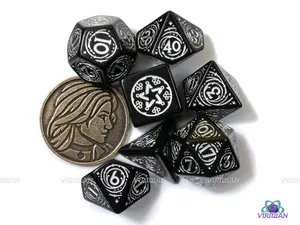 Yennifer The Obsidian Star | The Witcher Black & Silver Dice Set (7) | Q Workshop