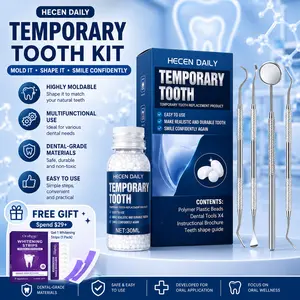 Moldable Whitening False Teeth Repair Kit with 4 Tools, Shapeable Denture Pellets & Veneers for Broken/Missing Teeth, Oral Care Product Ideal for Cosplay, Halloween