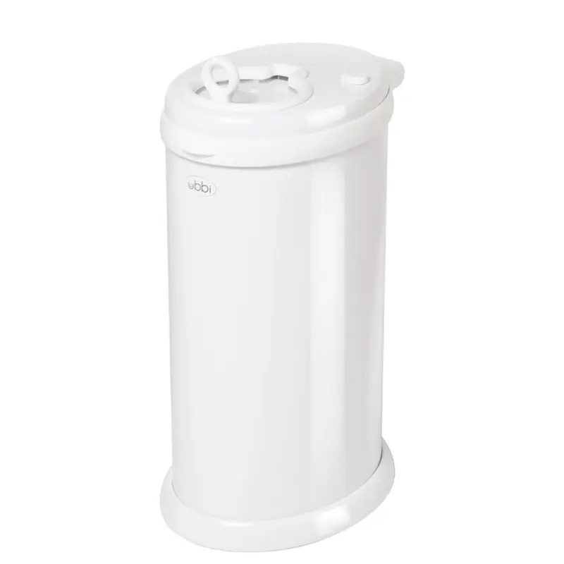 Ubbi Diaper Trash Can - America Brand White Baby Waste Bin for Everyday Use