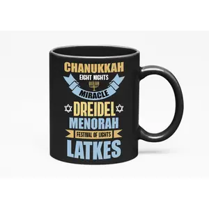 Festival Of Lights. Jewish Holidays, Black 11oz Ceramic Mug