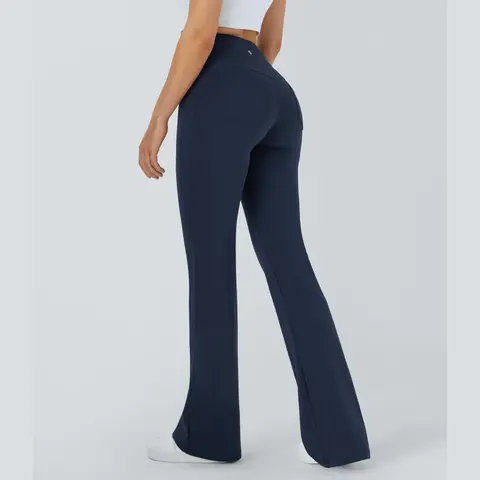 Halara Women's High-Waisted Flared Leggings - 79% Polyester 21% Elastane, Card-Ready Pockets, Sporty Sports Bottoms, Athleisure Fitness Leggings, Yoga-to-Casual Wear, Machine Washable, Cold Wash Only, No Dry Cleaning