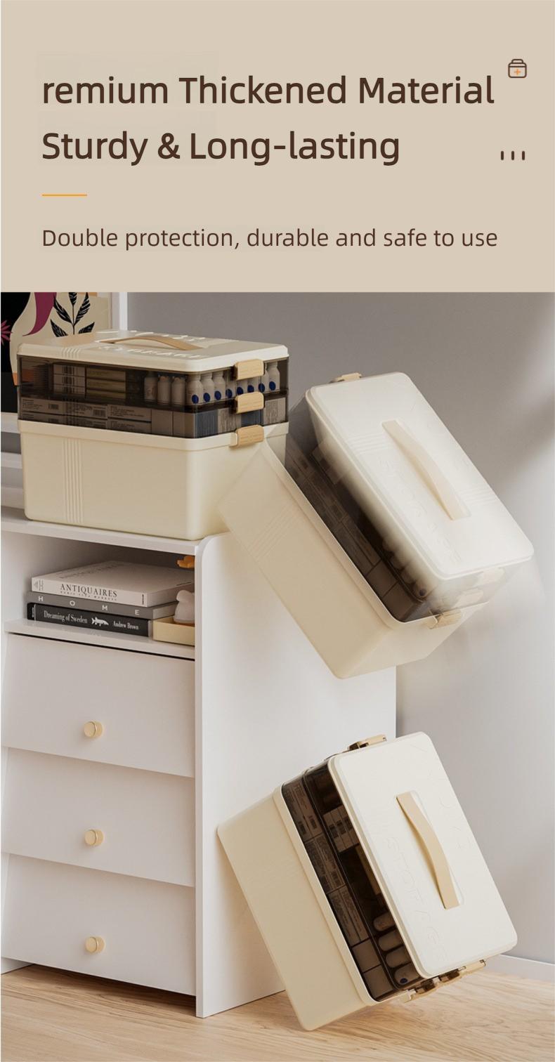 Large Capacity 3-Layer Emergency Medicine Storage Box with Handle - Portable First Aid Kit Organizer, Dust-proof & Light-proof Medical Case for Home, Family & Travel - Premium Odorless PP Material