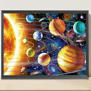 Starry Sky Planet DIY Diamond Painting Kit, Diamond Pattern Design, Square Drill Round Drill Handmade Mosaic Art, Craft Supplies for Home Decor