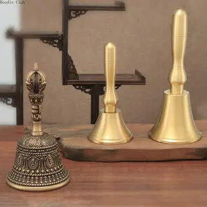 Assorted Sizes Brass Hand Bells Gold Finish Handheld Bells Service Bell Call Bell For Kitchen Restaurant Class Room Pet Training Meditation Feng Shui Vajra Bell Multipurpose Loud Clear Sound Steel Tip Target Kit Non-slip Stainless Ground Grip Crampons