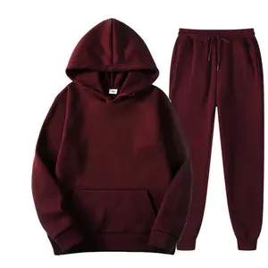 Fall Winter Hooded Solid Color Pullover Suit Two-Piece Set Men's Hoodie Sweatshirt Sports Pants