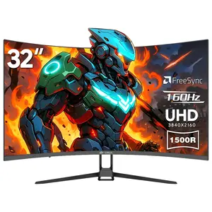 CRUA 32" Curved UHD 4K Monitor, 160Hz Refresh, 1500R Curvature, Black with RGB Lighting and Built-in Speakers