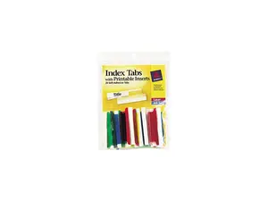 Avery 16239 Self-Adhesive Tabs with White Printable Inserts, Two Inch, Assorted Tab, 25/Pack Avery 16239 Self-Adhesive Tabs with White Printable Inserts, Two Inch, Assorted Tab, 25/Pack