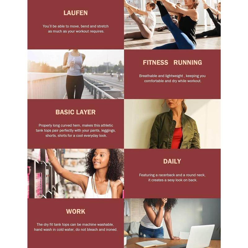 6 or 5 Pack Workout Tank Tops for Women, Athletic Racerback Sports Tank Tops,  Sleeveless Dry Fit Shirts singlet quick  jersey 25 26 away hazel sweatsuits UV Protection Women's Running Shirts half  tights  running loose    shirt compression