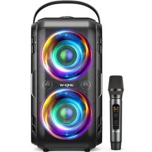 W-KING Wireless Portable Bluetooth Speaker - 180W Max Power, 80W Deep Bass, Dual Subwoofers, LED Lights, Waterproof Design, Built-in Microphone for Party Audio Streaming