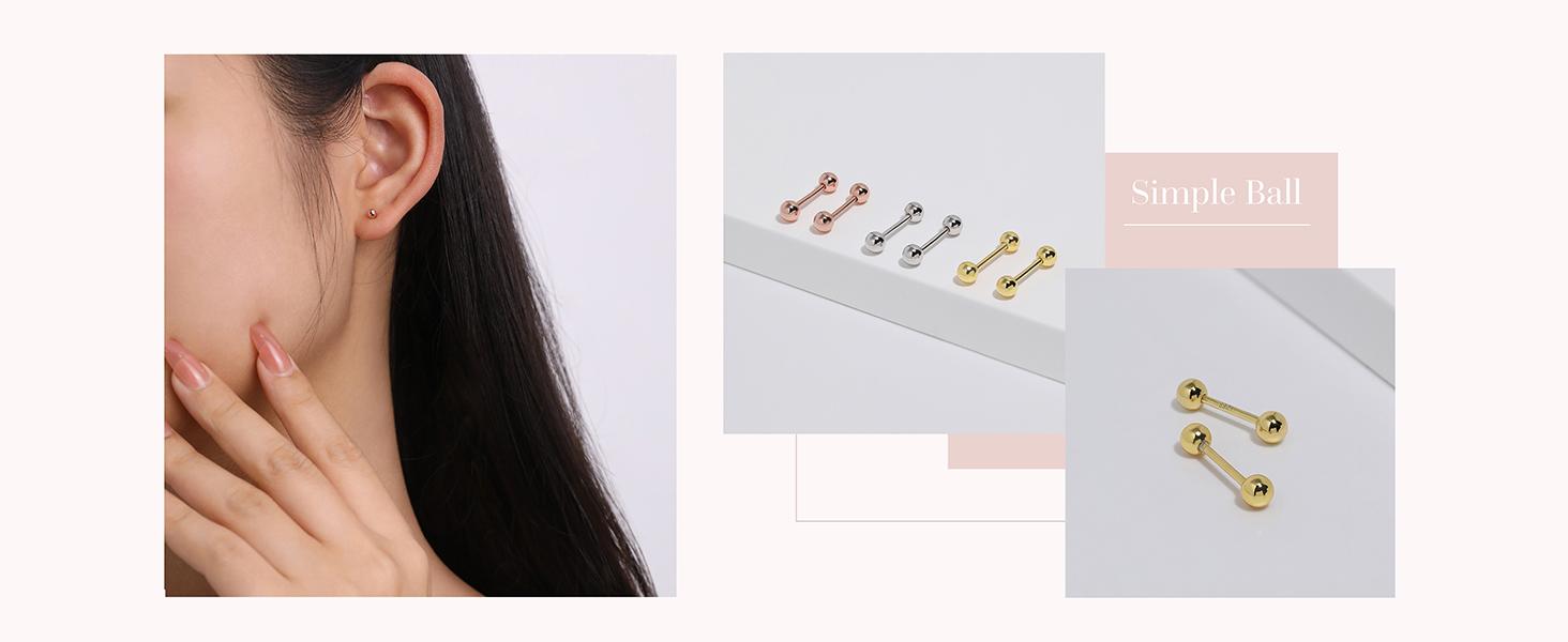 Meissa Simple Ball Screw Back Earrings S925 Silver Studs Dainty Minimalist Unisex Safety Cartilage Ball Earrings for Multi Piercings Tongue Lip Eyebrow Staple Stackable Hypoallergenic Comfort Sleep-On Jewelry Gift for Her Him Adults Christmas Meissa Simple Ball Screw Back Earrings S925 Silver Studs Dainty Minimalist Unisex Safety Cartilage Ball Earrings for Multi Piercings Tongue Lip Eyebrow Staple Stackable Hypoallergenic Comfort Sleep-On Jewelry Gift for Her Him Adults Christmas