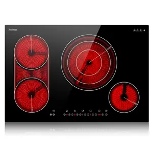 Karinear Electric Cooktop 30 Inch, 4 Burners Electric Stove Top, Flexible Bridge &Triple Ring Expandable Burners, Pause, Timer, Child Safety Lock, 7800W Built-in Ceramic Cooktop for 220-240V Hard Wire