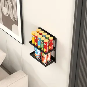 Foldable Wall-Mounted Storage Rack, Dual-Layer Shelving, Hole-Installation, Ideal for Living Room and Kitchen, Hanging Display Shelf, Wall Mounted Organizer