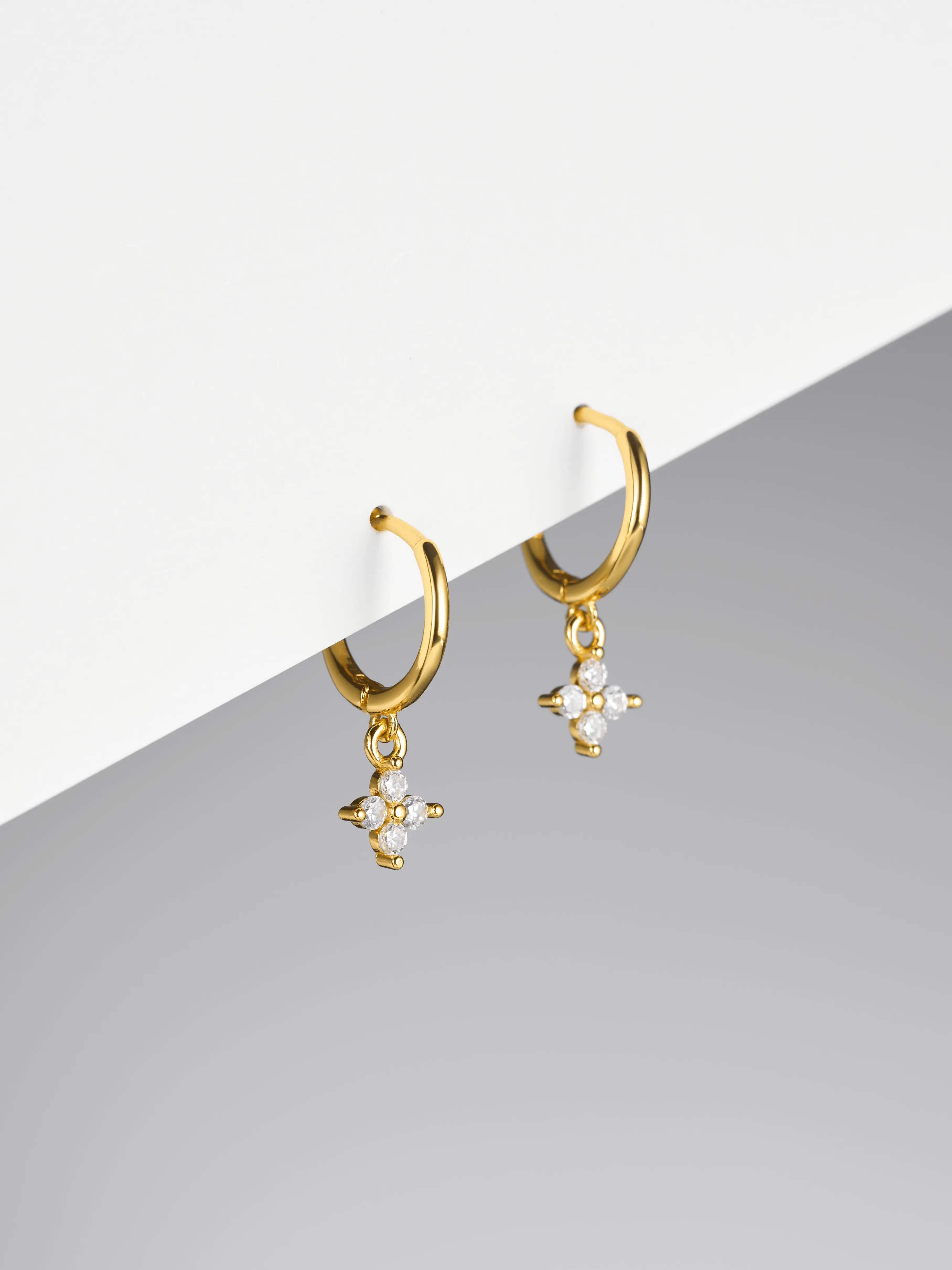 Crystal Charm Dainty Hoop Earrings