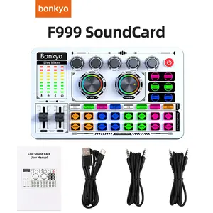 Bonkyo Audio Mixer with Voice Changer & Noise Reduction - Bluetooth USB Audio Interface for Live Streaming, Podcasting, Gaming, Karaoke, YouTube, TikTok, PC, Mac, Phone (White) Smartphone