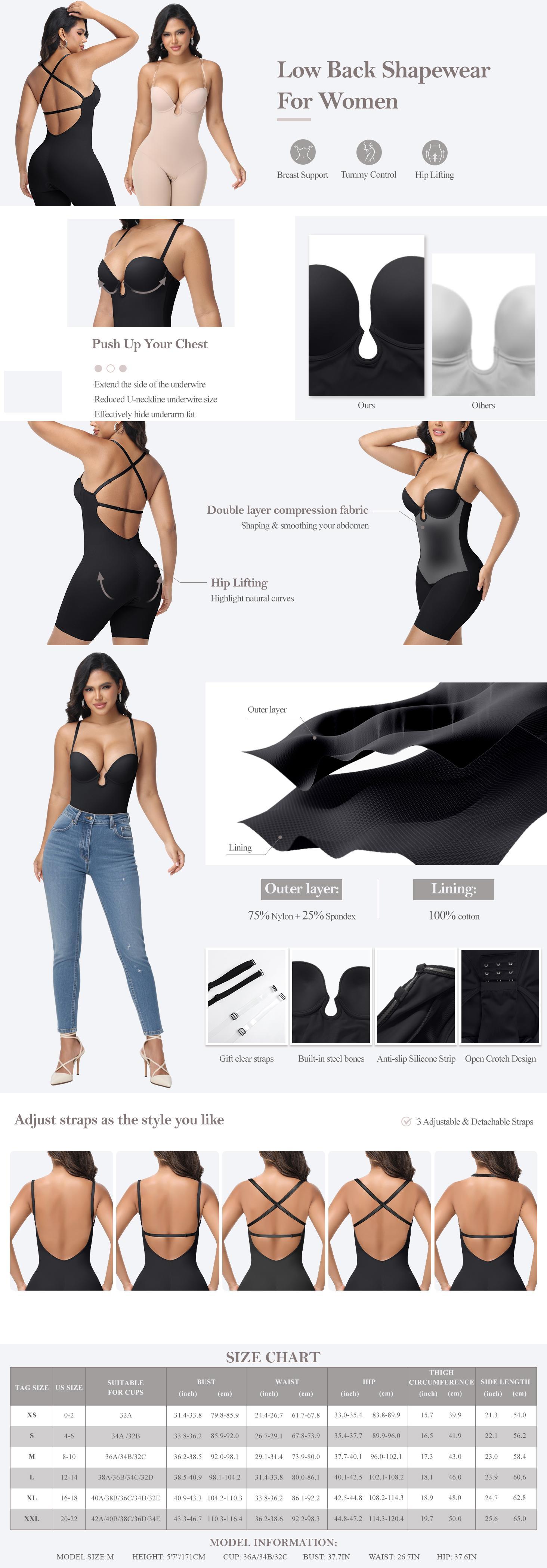 SHAPSHE Strapless Shapewear for Women Seamless Backless Deep U Plunge Bodysuit Tummy Control Built-in Bra Fajas SpringStatements