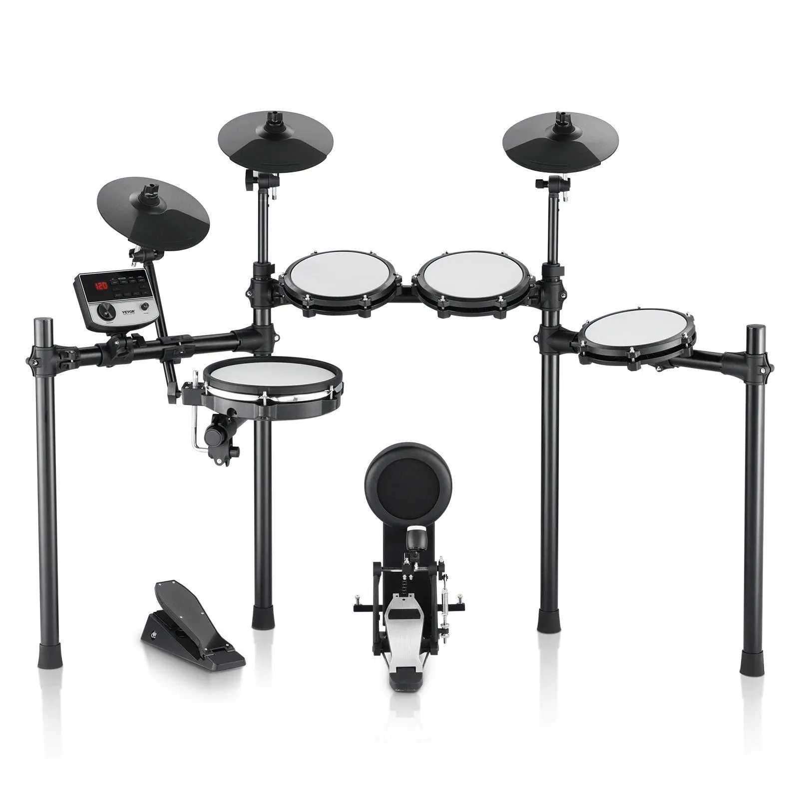 VEVOR Electronic Drum Set - 10-Inch, 480+ Sounds, Crash, Midi Compatible, Silent Mode, Adjustable Stand, Beginner-Focused Practice & Performance Drums