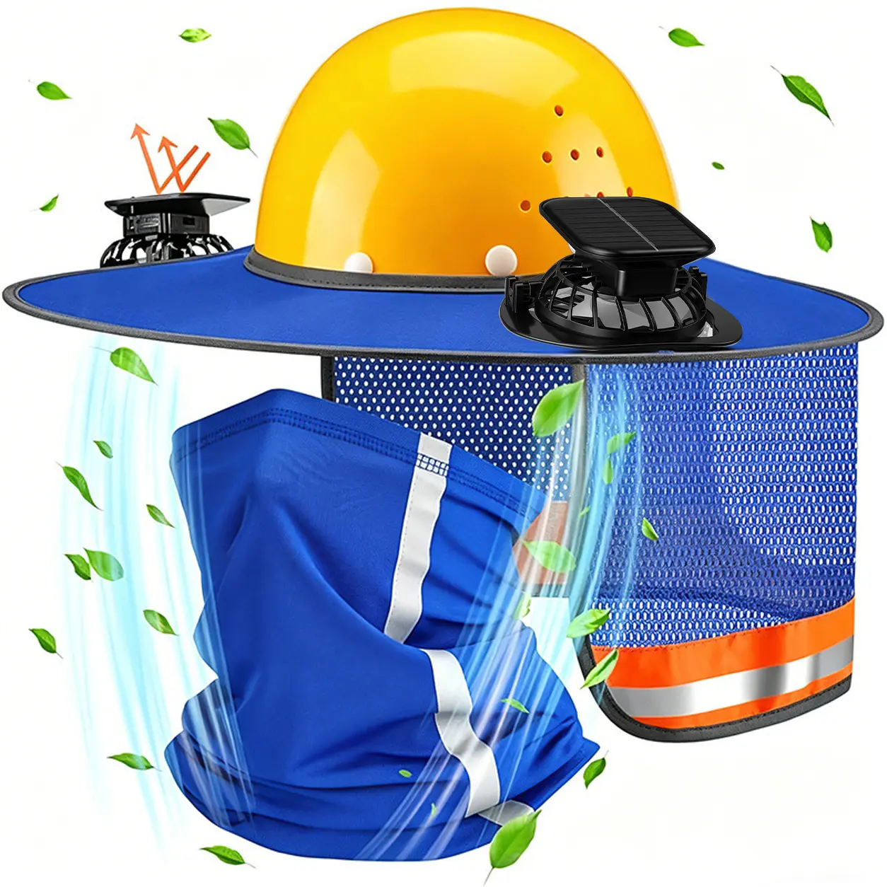 Cooling Hard Hat Cover with Solar Fan Shade - Dual 600mAh Solar Fans, 3-Speed Type-C Rechargeable, Wide Brim Reflective Sun Protection, Construction Gear Safety Equipment Cool Outdoor Gadgets Men's Work Accessories for Outdoor Tasks, Outdoor Stuff For Adu