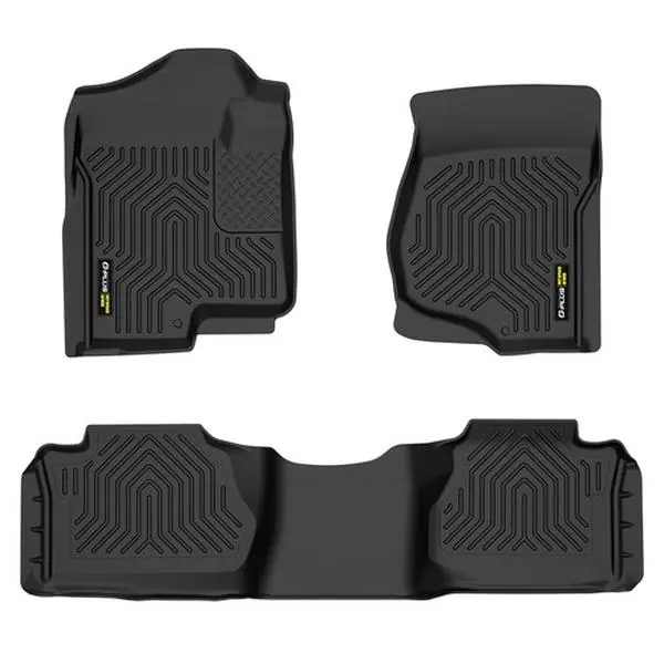 G-PLUS TPE Car Floor Mats - Car Truck Accessories for 2007-2013 Chevy Silverado & GMC Sierra Extended Cab, All-Weather, Waterproof, Anti-Slip 1st & 2nd Row Black Liners, Car Accessory, Car Foot Mats