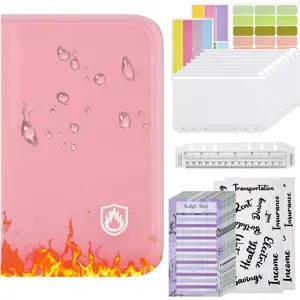Fireproof & Splash-Resistant Budget Binder, A6  Saving Book with 8 count  Envelopes, 12 Expense Sheets, Stickers & Card Pockets | Complete Set for  Envelope System &  Management-