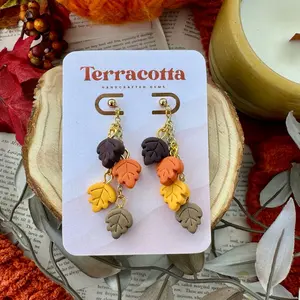 Falling Leaves Polymer Clay Earrings - Perfect for Halloween & Thanksgiving