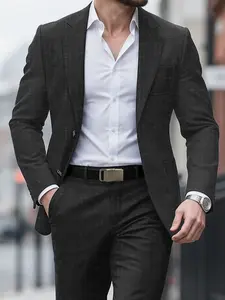 Men's Casual Blazer Jacket, Long Sleeve, Plain Woven Fabric, Fitted Design, Chest Pocket Detail, All Season Wear, Business & Evening Events