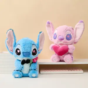 Disney Stitch Valentine Plush Toy, Soft Sitting Stuffed Doll, Sweet Gift for Kids, Girls and Collectors