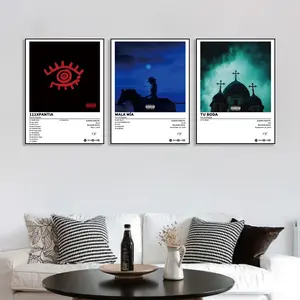 3-Piece Set: Fuerza Regida-MALA MÍA-Tu Boda-111XPANTIA High-Definition Music Album, Modern Song Art, Rock Bands, Home Decor, Living Room Gift, Wall Art Set, Print, Suitable for Living Room, Bedroom Wall Decoration, Frameless