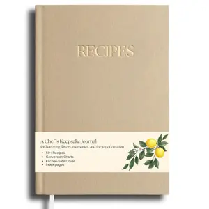 Recipe Book to Write in Your Own Recipes - Recipe Book - Premium Water-Resistant Fabric Hard-Cover Recipe Journal - Blank Recipe Notebook - Keepsake Gift for Mom