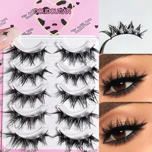 Halloween Party Rock Barbie Comic Fox Eye False Lashes - Single Strip Curled Voluminous - 5 Pairs！