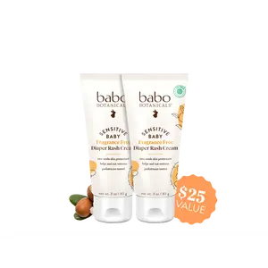Babo Botanicals Sensitive Baby Diaper Rash Cream, Fragrance Free, Zinc Oxide Skin Protectant, EWG- Verified, 6oz