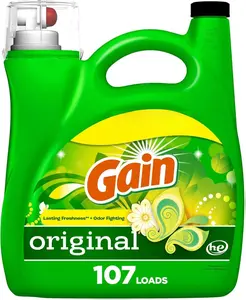 Gain + Aroma Boost Laundry Detergent Liquid, Original Scent, 107 Loads, 154 fl oz, HE Compatible Laundry Soap with Febreze and Oxi, Gain Laundry Detergent, Liquid Laundry Detergent