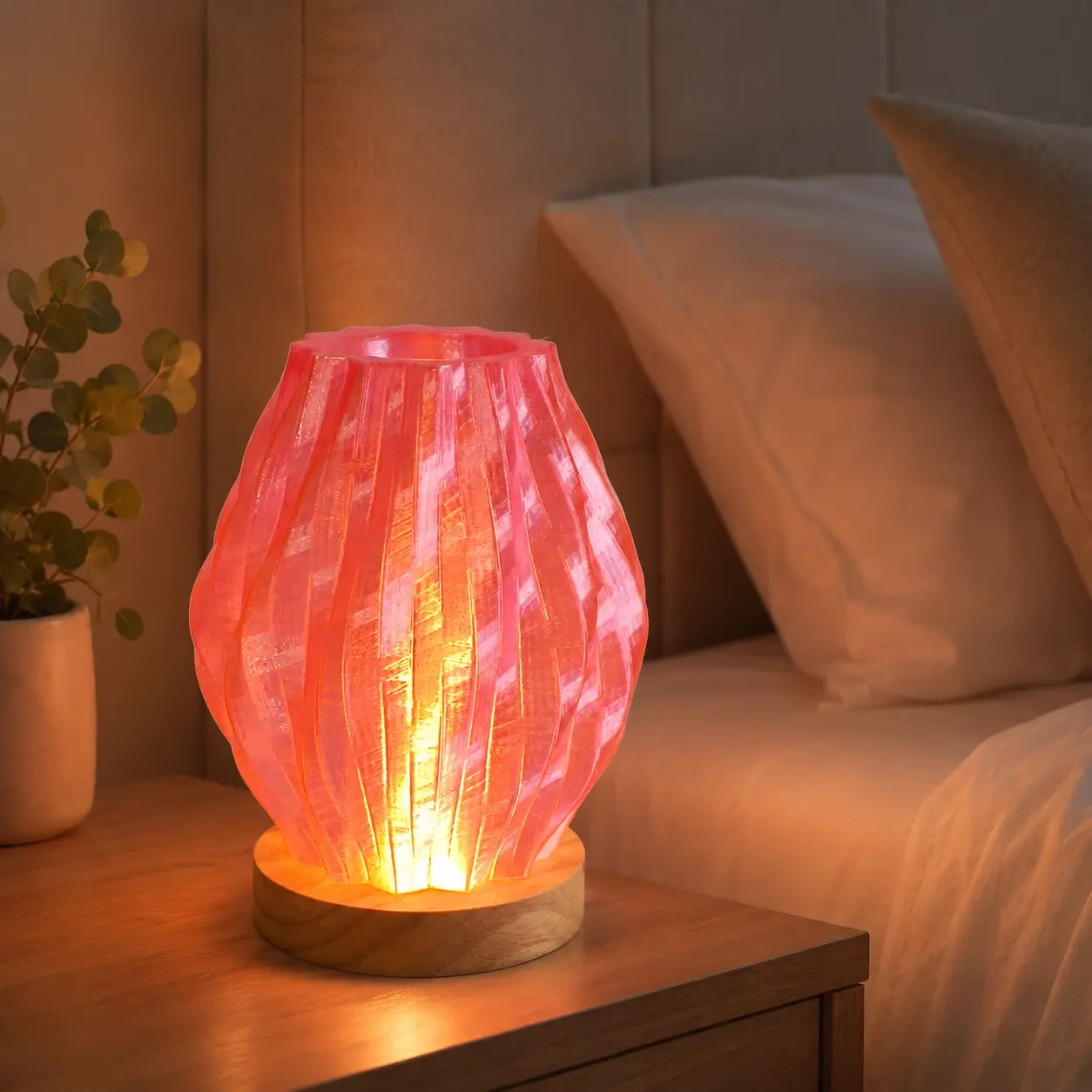 4-in-1 Flower Vase Lamp, Soft Glow LED Night Light and Makeup Brush Holder for Bedroom, Living Room and Home Decor