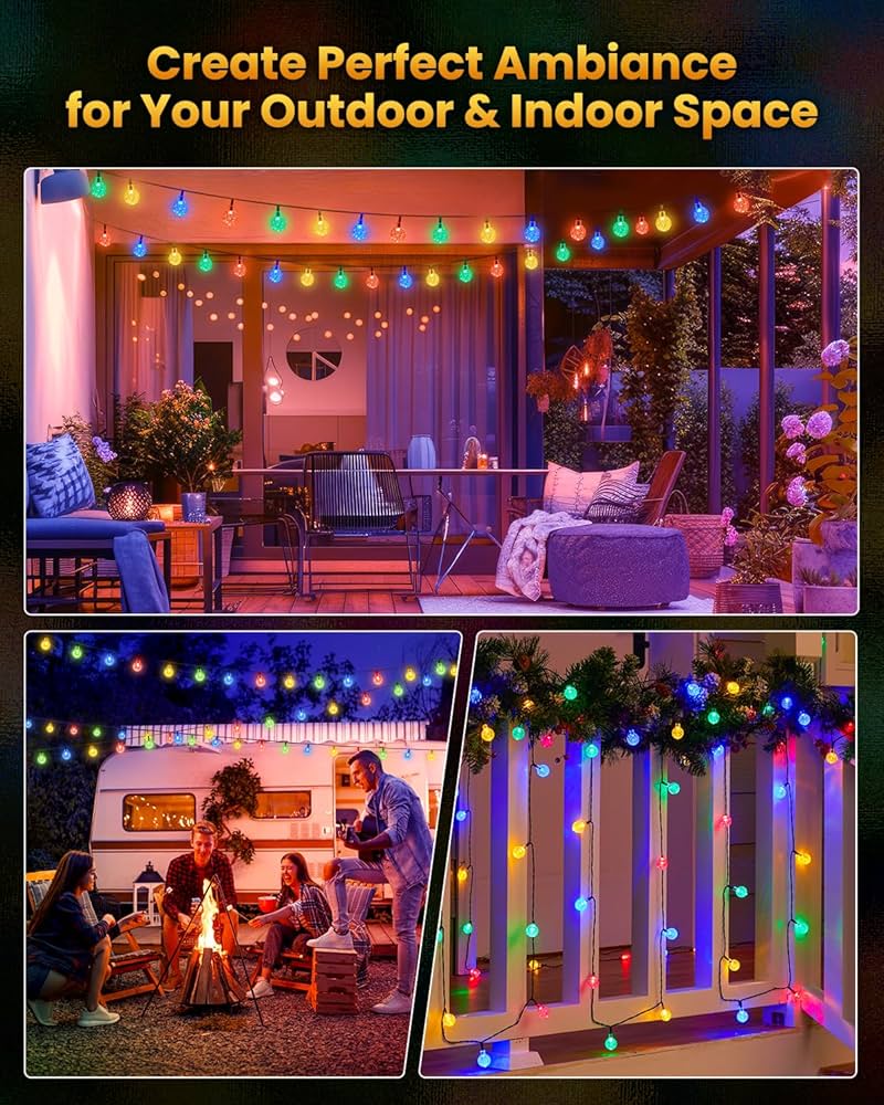 39FT, 100LED solar string lights, IPX4 waterproof, 8 lighting modes, suitable for summer camping ambient light, for patio, garden, wedding, birthday scene arrangement