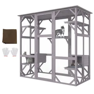VEVOR Cat House Outdoor, 7-Tier Large Catio, Cat Enclosure with 5 Platforms, 2 Resting Boxes & Large Front Door, 71.2 x 34.6 x 66.5 inch