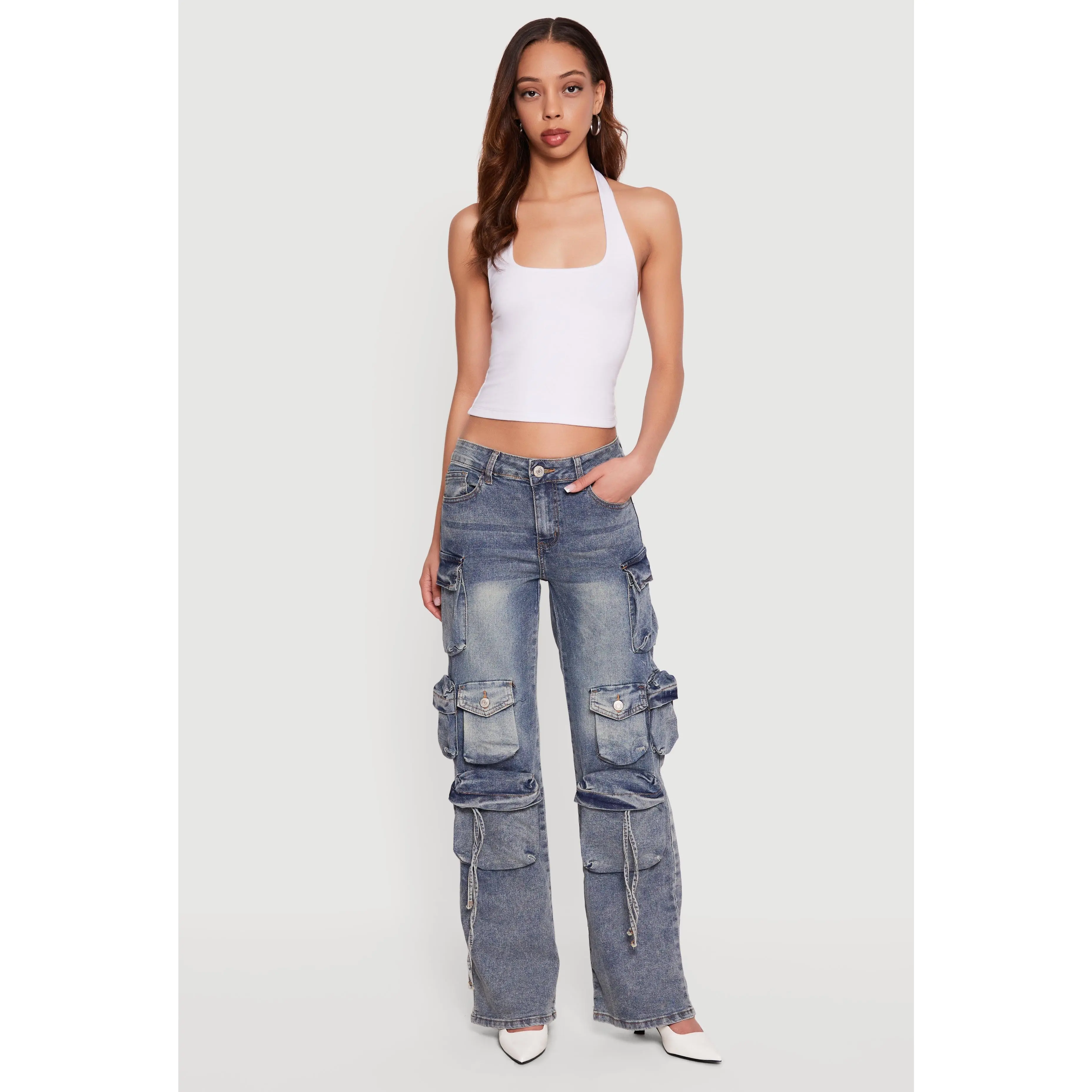 VIP Mineral Wash Straight Leg Utility Jeans