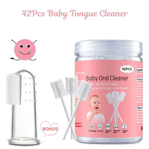 42Pcs Baby Oral Care Kit – Disposable Infant Toothbrush & Tongue Cleaner, Gauze Gum Swabs for Newborn Dental Care (0–36 Months) + Free Finger Brush