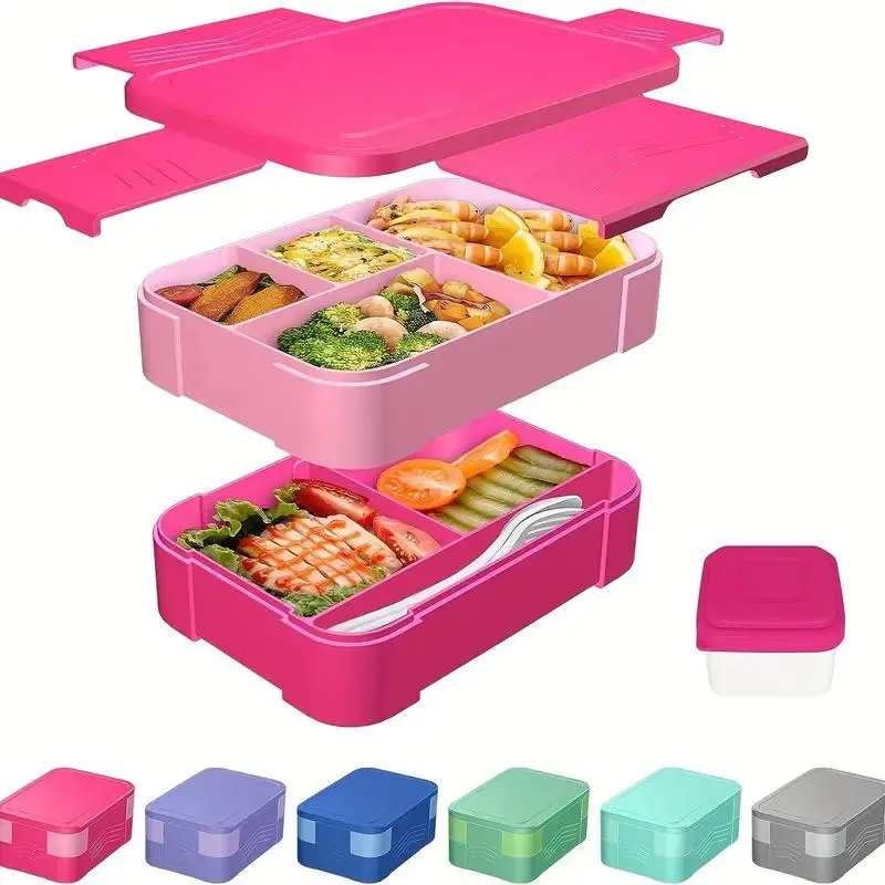 2-Tier Adult Bento Lunchbox with 6 Compartments, 1550ML Meal Container for Work and School, Perfect for Adults and Kids