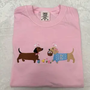 Easter embroidered dachshund comfort colors embroidered T-shirt