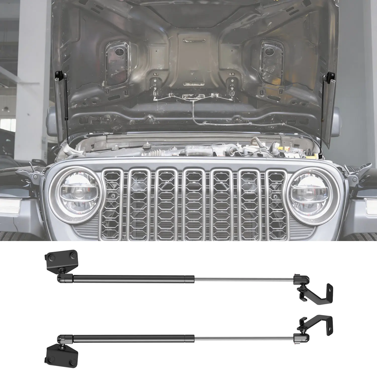 [Fits 20-26 Gladiator JT & 18-26 Wrangler JL] ood Strut Compatible with 2020-2026 Jeep Gladiator JT 18-26 Wrangler JL Hood Lift Support Strut Shock Damper Replacement for 2020-2026 Jeep Gladiator Accessories
