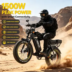 NFC Intelligent Unlock Adult All-Terrain Ebike, 48V 15Ah Removable Lithium Battery High Speed E-Bike, Robust 1500W Peak Motor, 20" Wide CST Fat Tire Off Road Electric Bicycle for Outdoor Adventure Trips