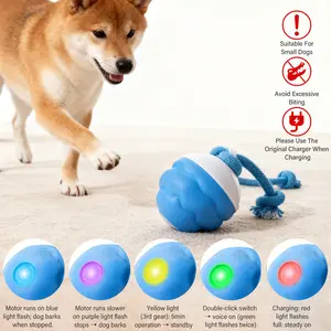 Electric Interactive Pet Toy Ball — Smart Obstacle Avoidance & Random Movement | Knotted Rope for Teeth Grinding & Dental Health | 3 Play Modes | Scratch-Resistant & Durable